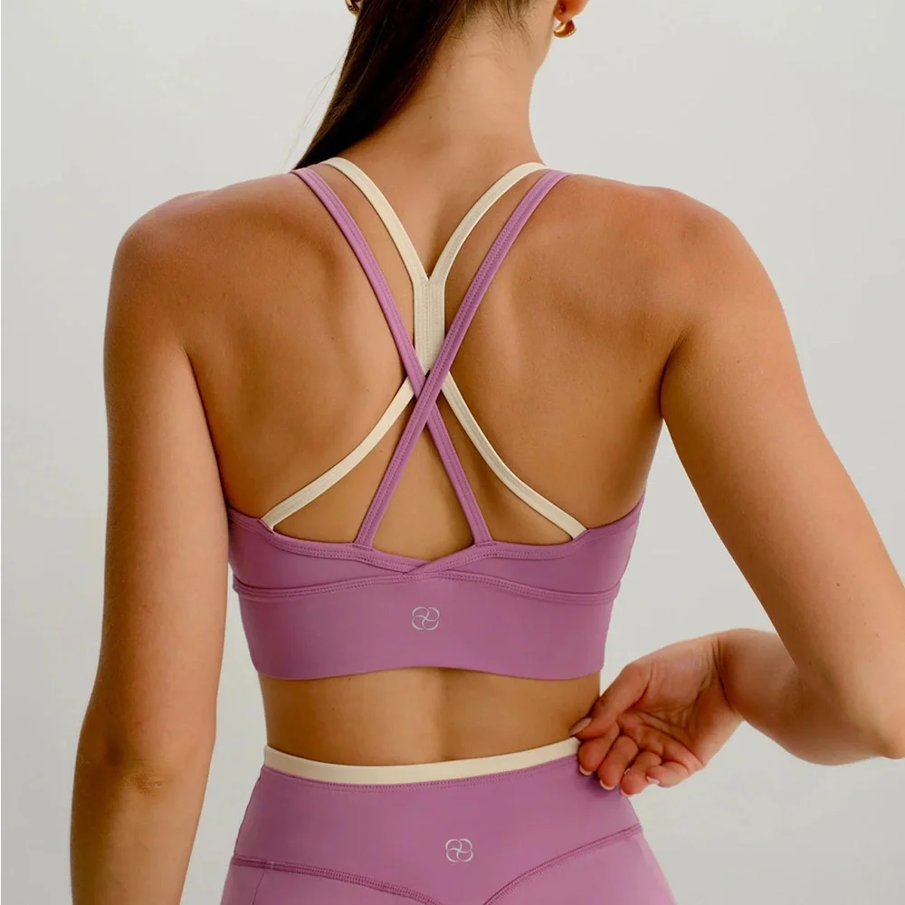 Berlook Activewear Pink V Neck X Cross Sports Bra